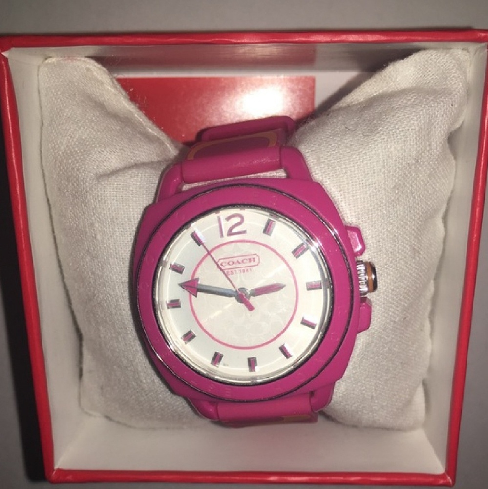 Pink and orange Coach watch